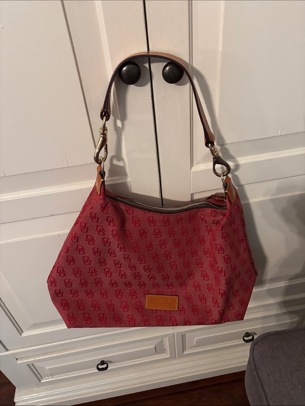 Dooney & Bourke Red Signature Canvas Shoulder Hobo